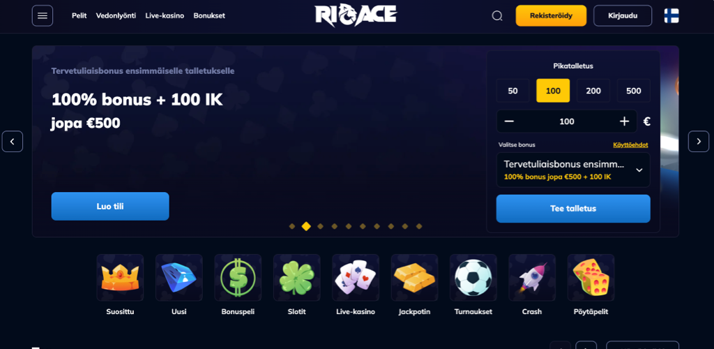 Kuvakaappaus sivustolta rioace.com