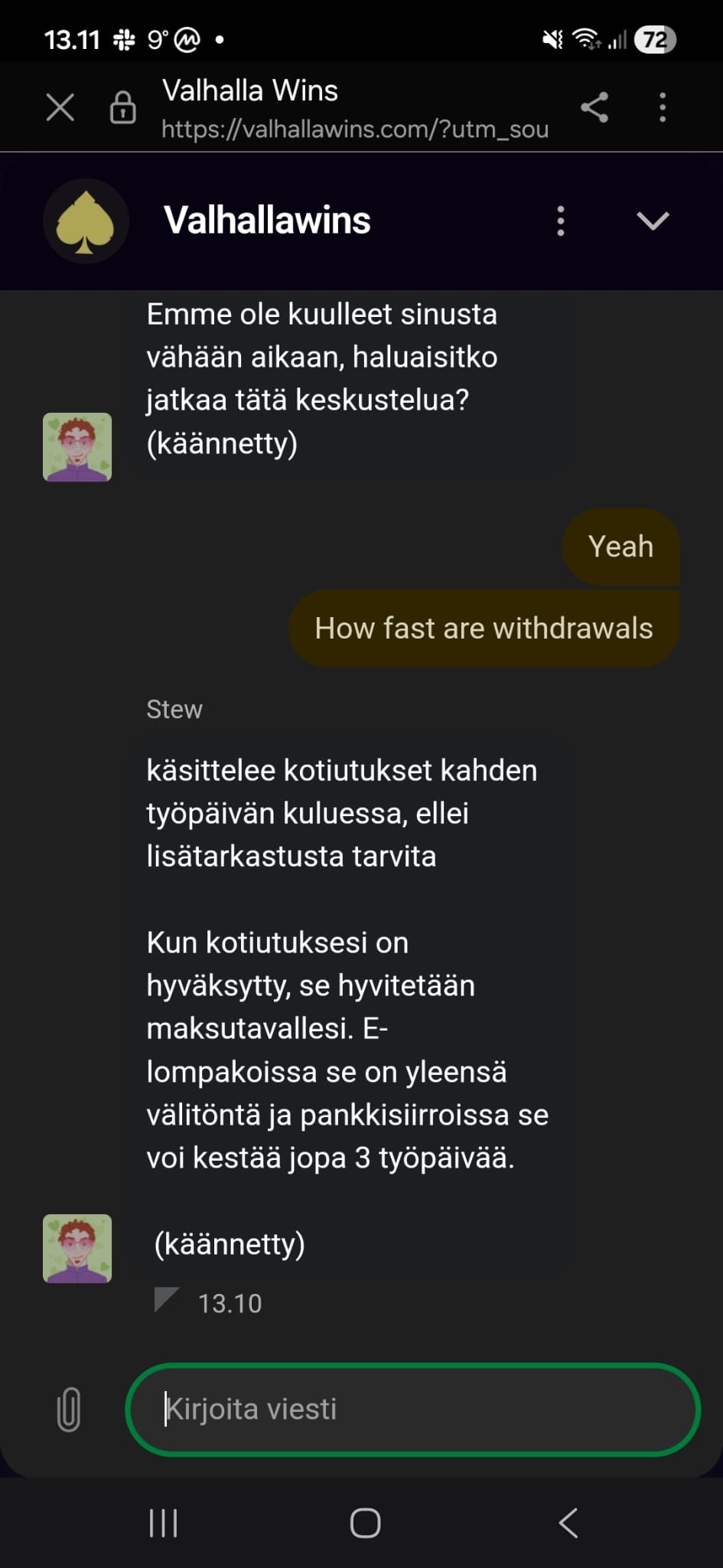 Valhalla Wins Casinon livetuki