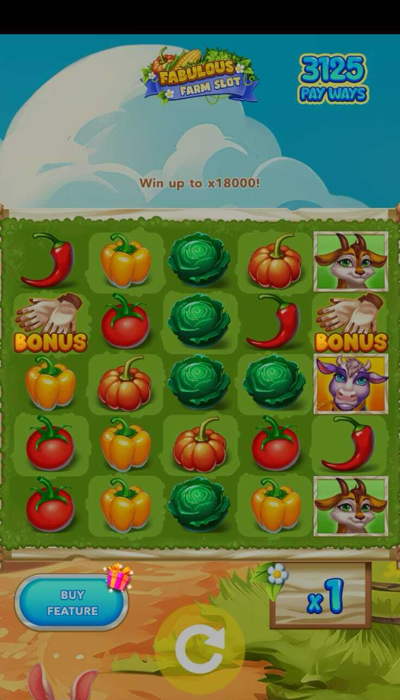 Kuvakaappaus Fabulous Farm -kolikkopelistä