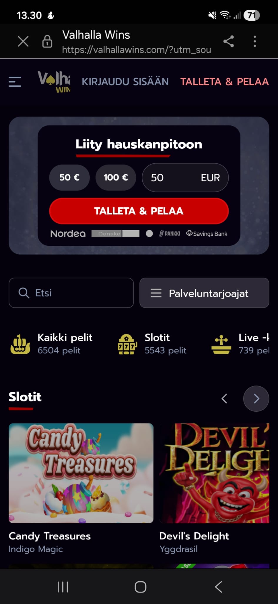 Liittyminen Valhalla Wins Casinolle