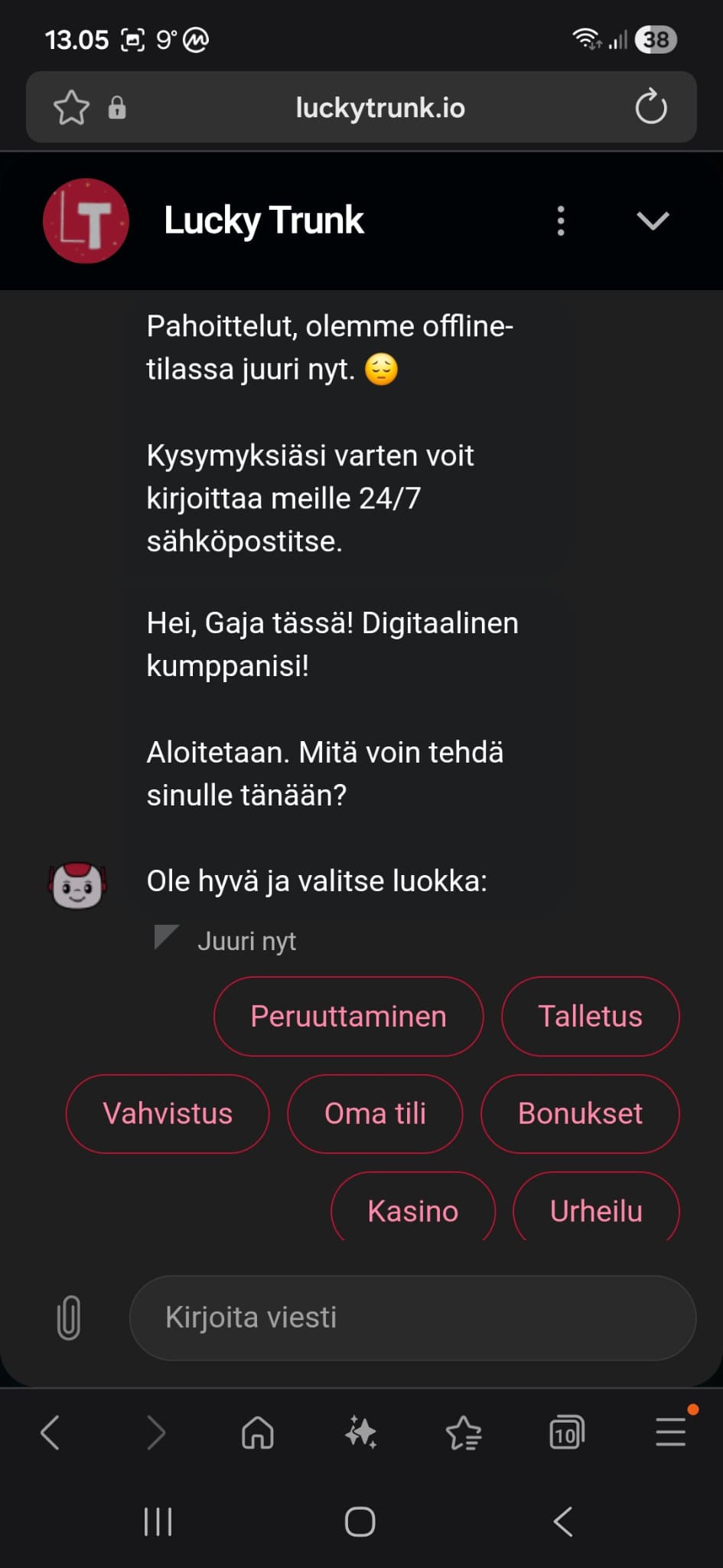 Lucky Trunkin livetuki oli kiinni