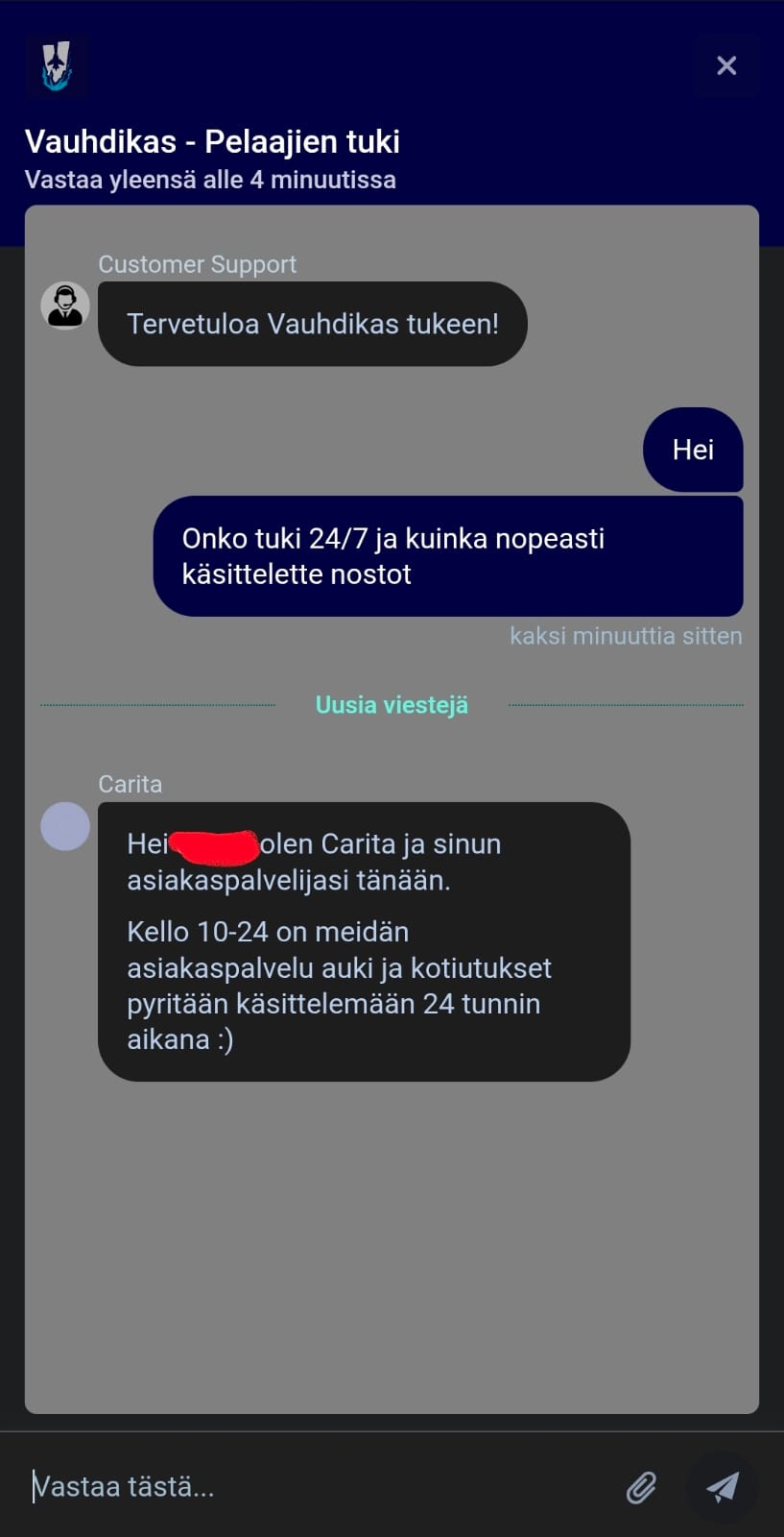 Löysimme chatin lopulta