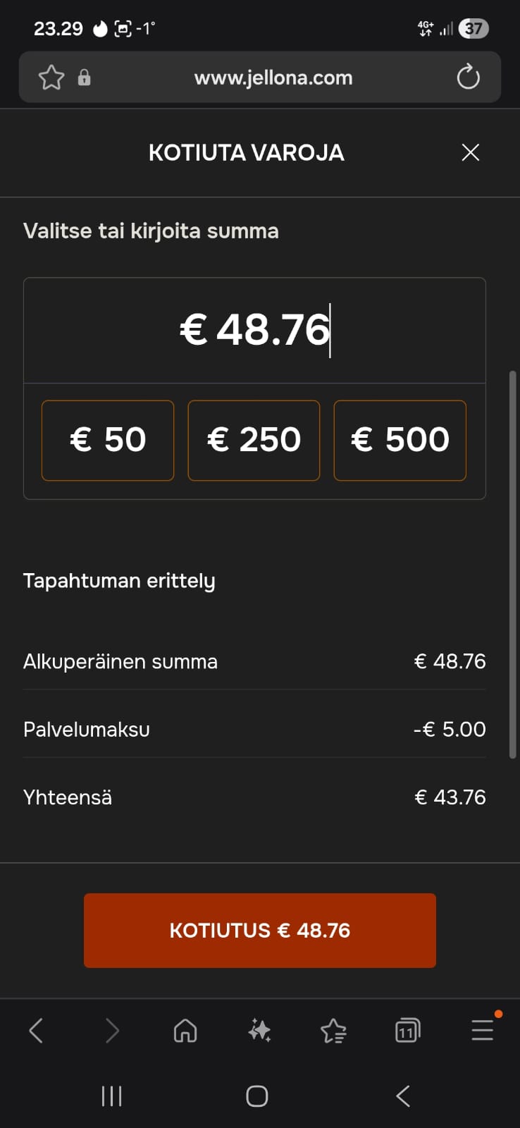 Yritimme tehdä kotiutuksen