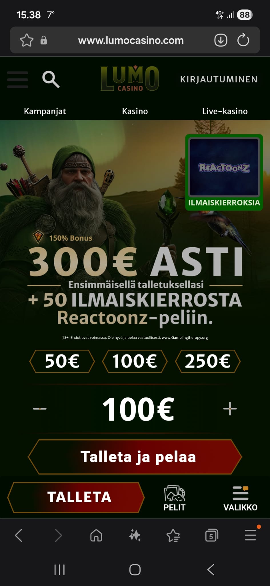 Lumon etusivu esittelyssä