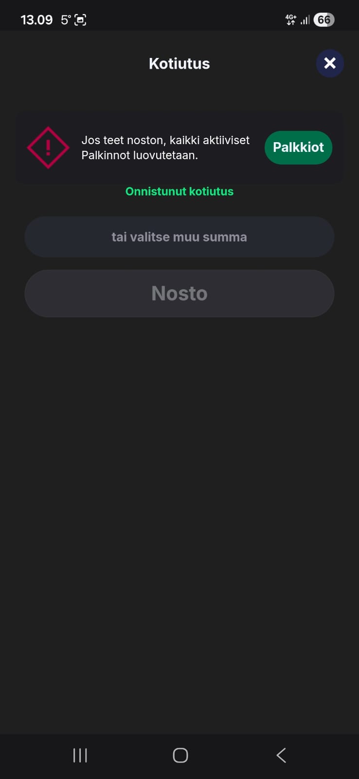 Kotiutimme reilut 40 euroa