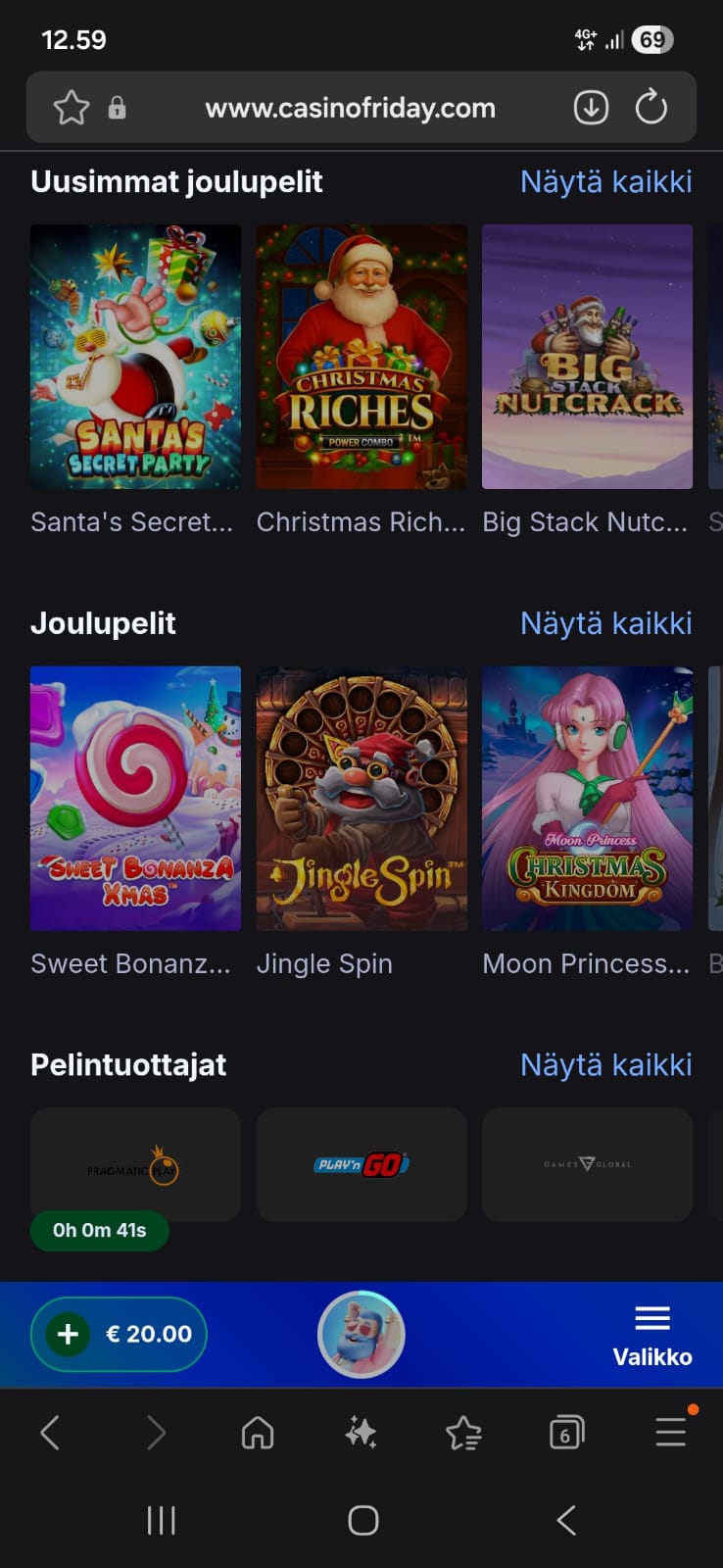 Pelivalikoima on valtava