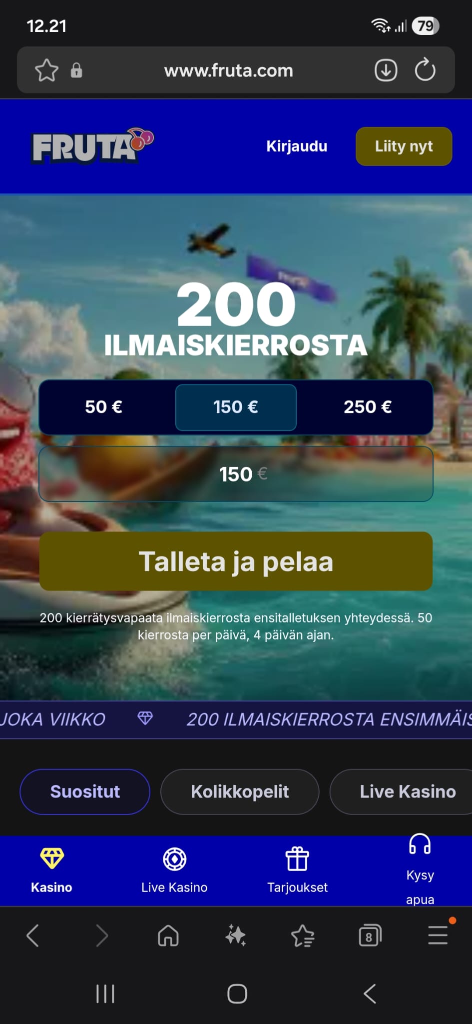 Tarjolla oli iso bonus