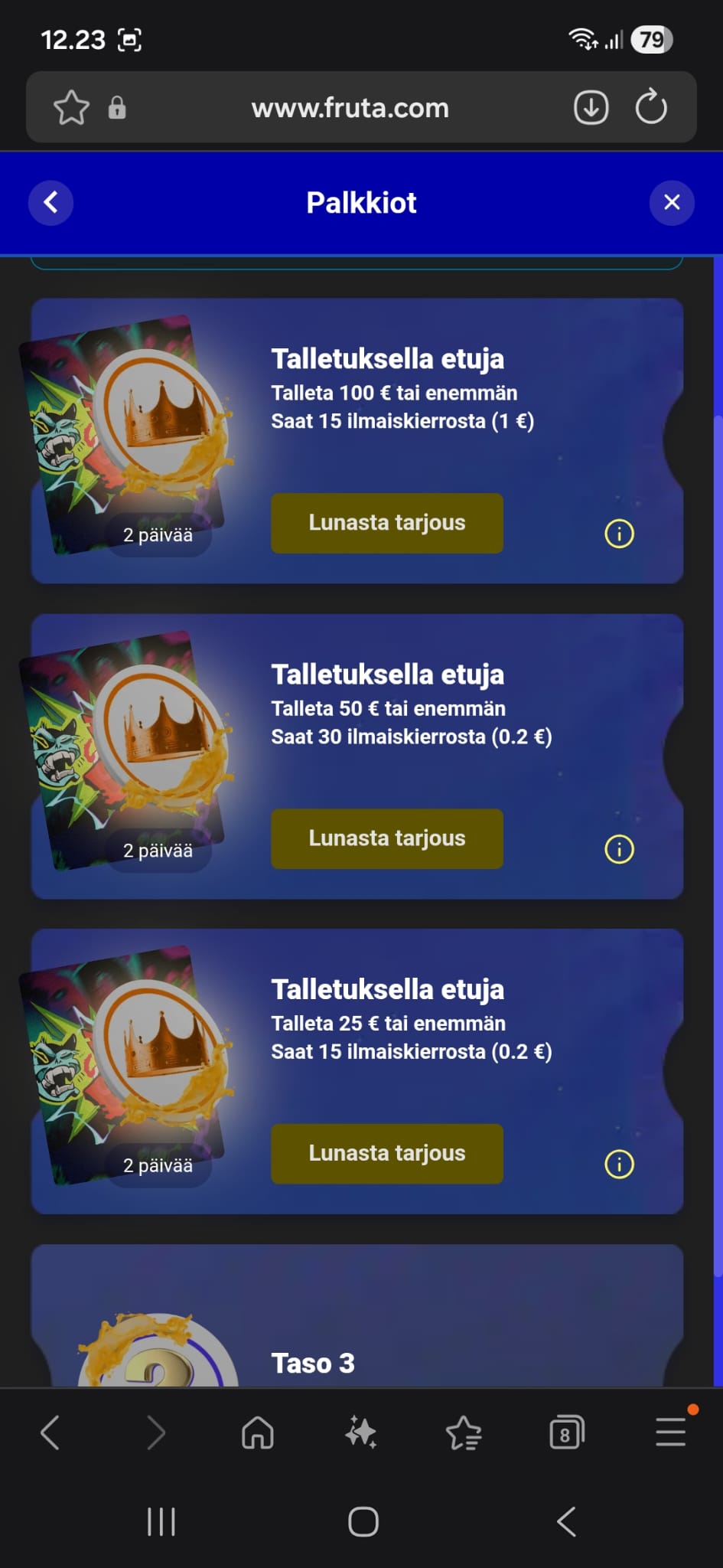 Fruta palkitsee myös valmiita asiakkaita