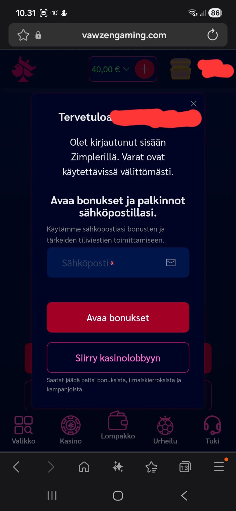 Vawzen tahtoo sähköpostisi