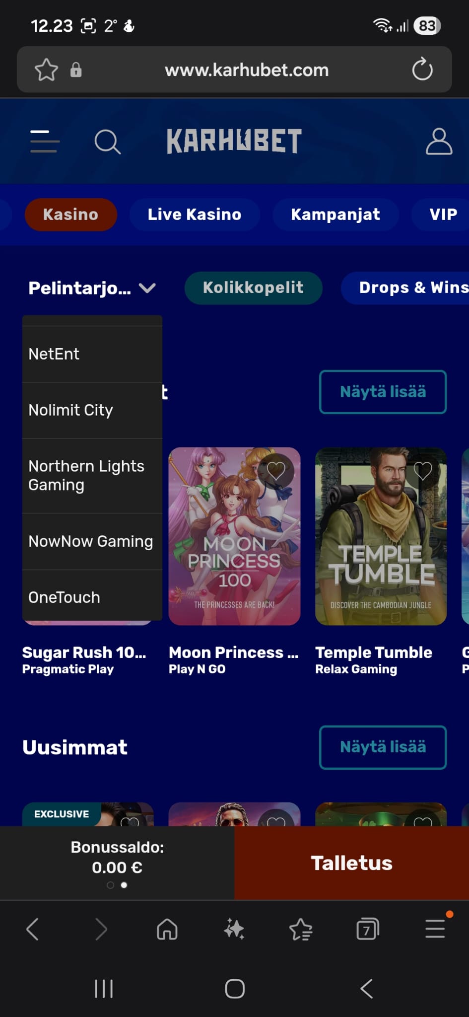 Pelintarjoajasuodatin löytyy myös
