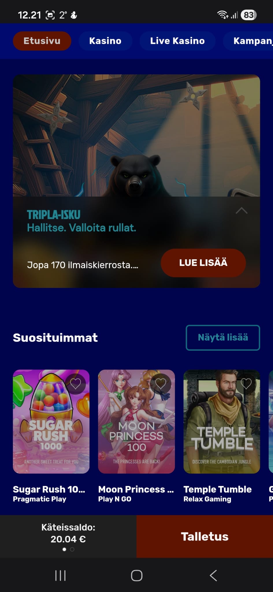 Karhubet tarjoilee myös muita bonuksia