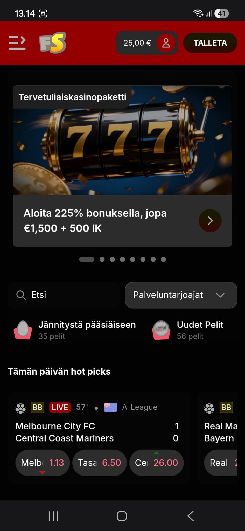 Minimitalletus on 25 euroa