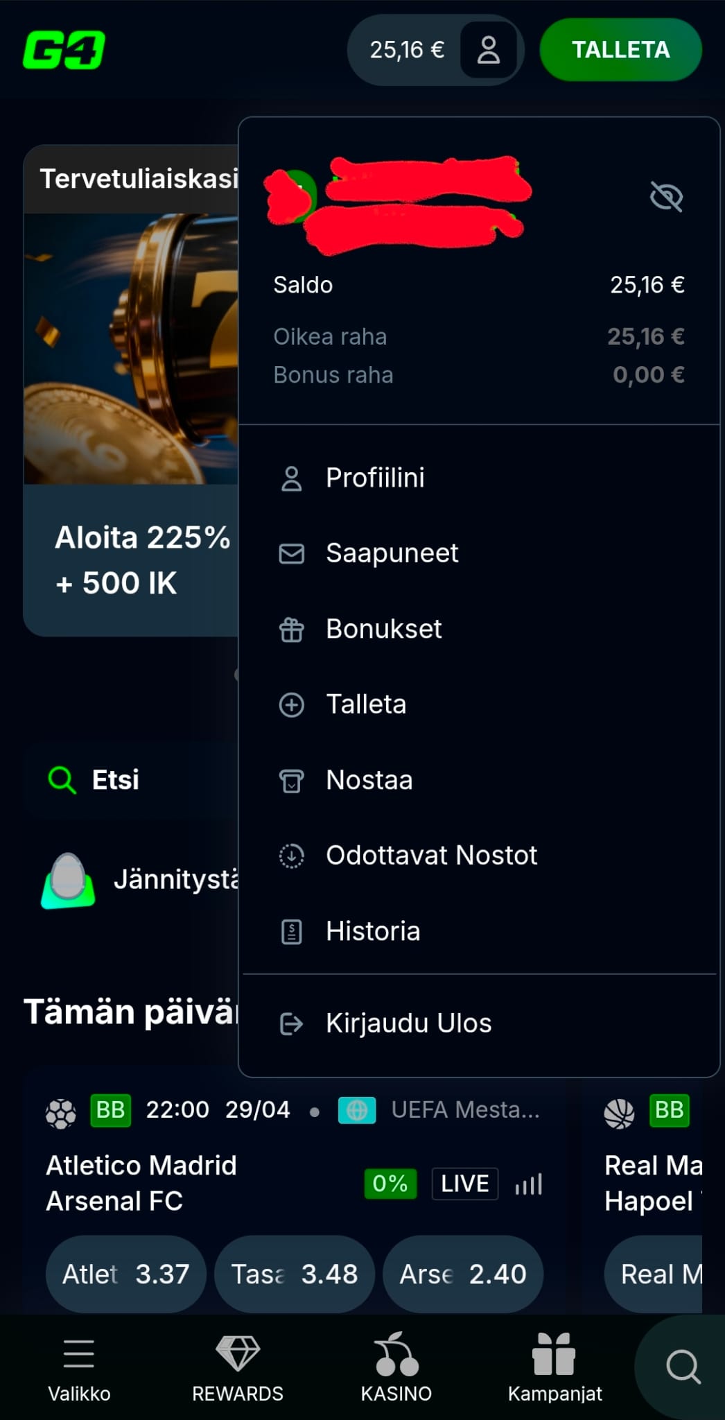 Tilillämme oli viime kerralta senttejä